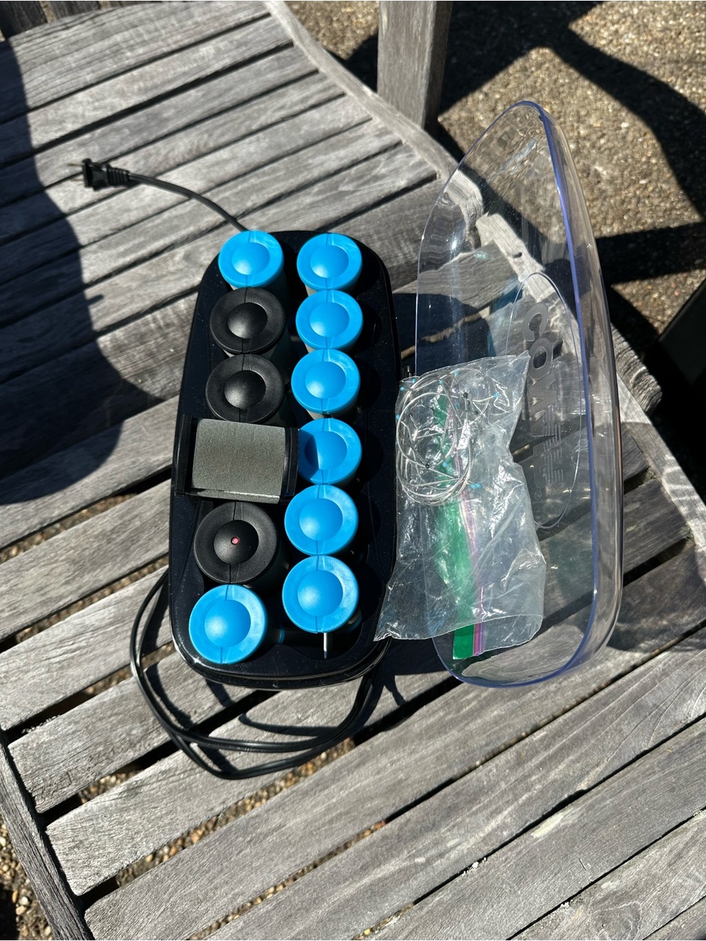 Electric Hot Rollers Set in Black with Bright Blue Rollers Conair